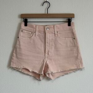 Madewell The Perfect Jean Short Pale Pink 25 Stretch Raw Hem High Rise Zip
